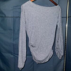 Scoop neck, rouched off shoulder casual long sleeve